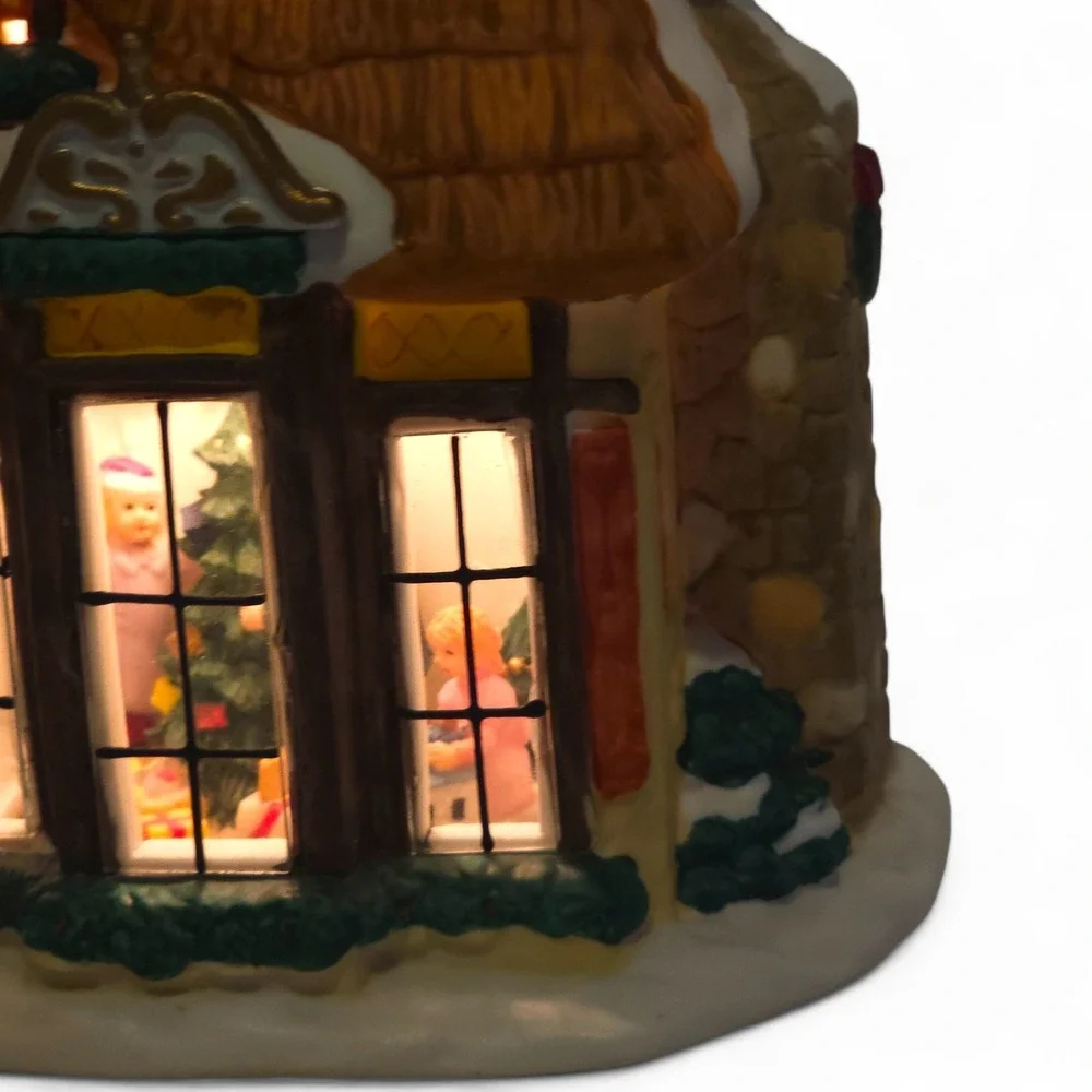 VTG 1998 Santa's Workbench Interior View Cottage House Village Lighte